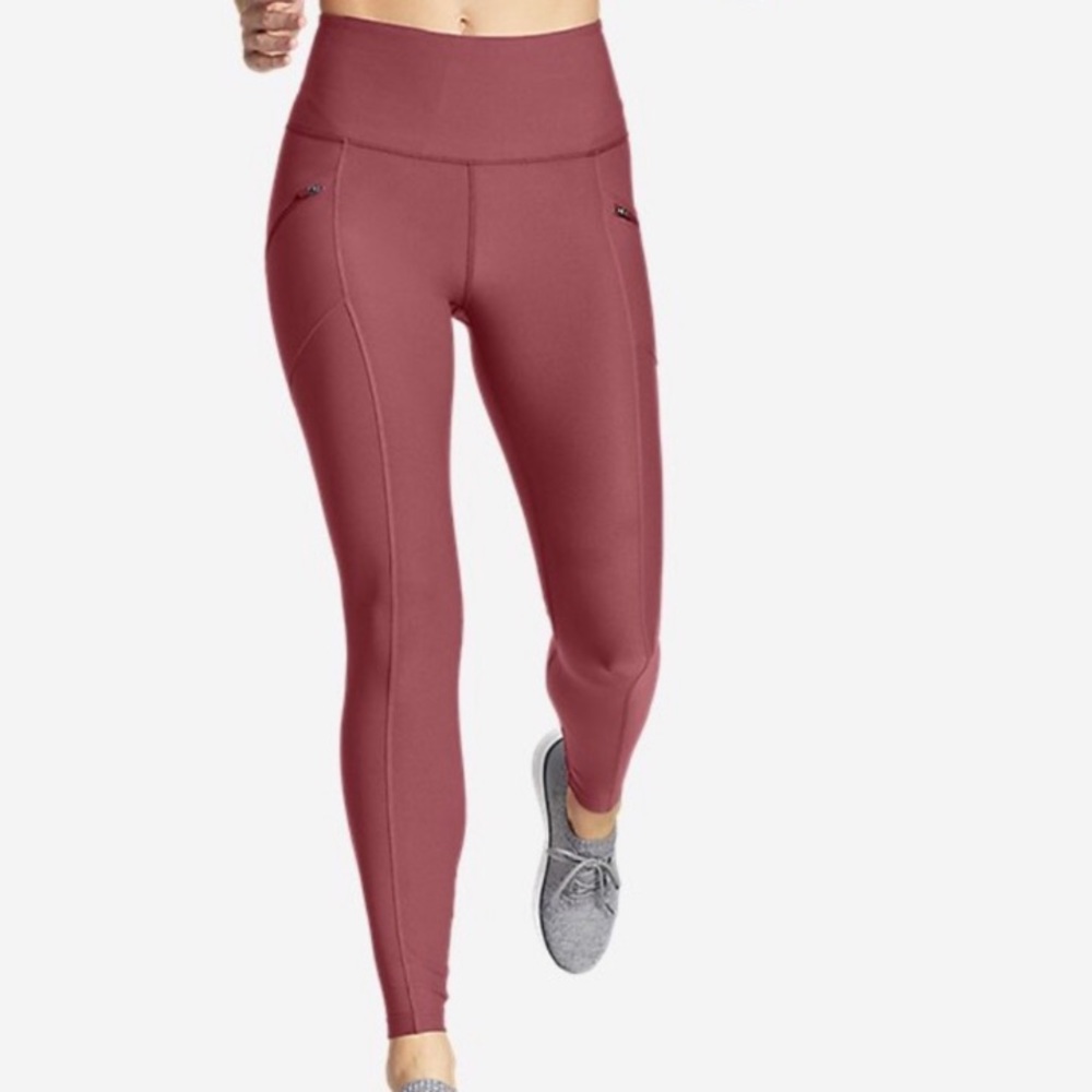 Eddie Bauer High Rise Trail Tights Leggings with Pockets in Chinaberry